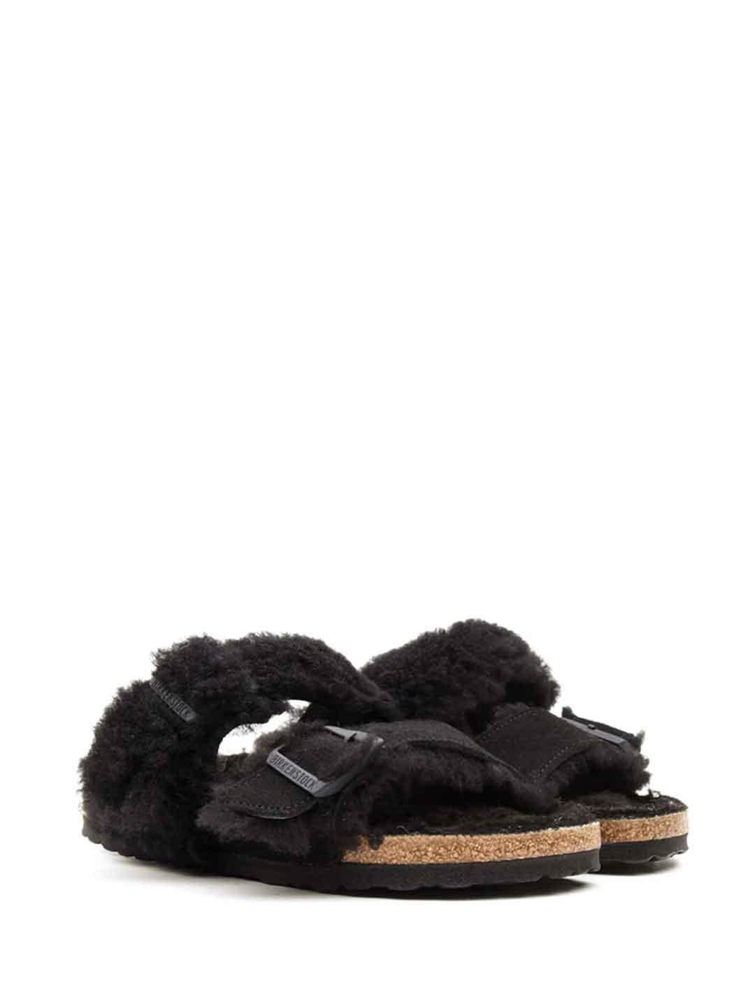 Birkenstock Arizona sandali nero con pelliccia