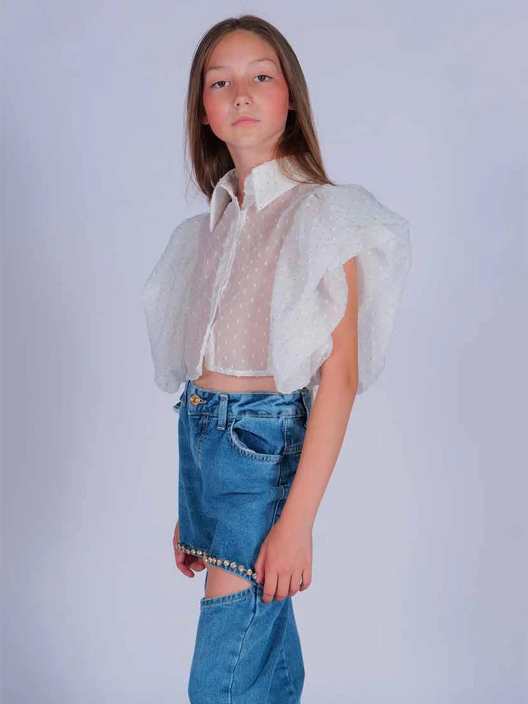 Marc Ellis camicia kids bianco crop
