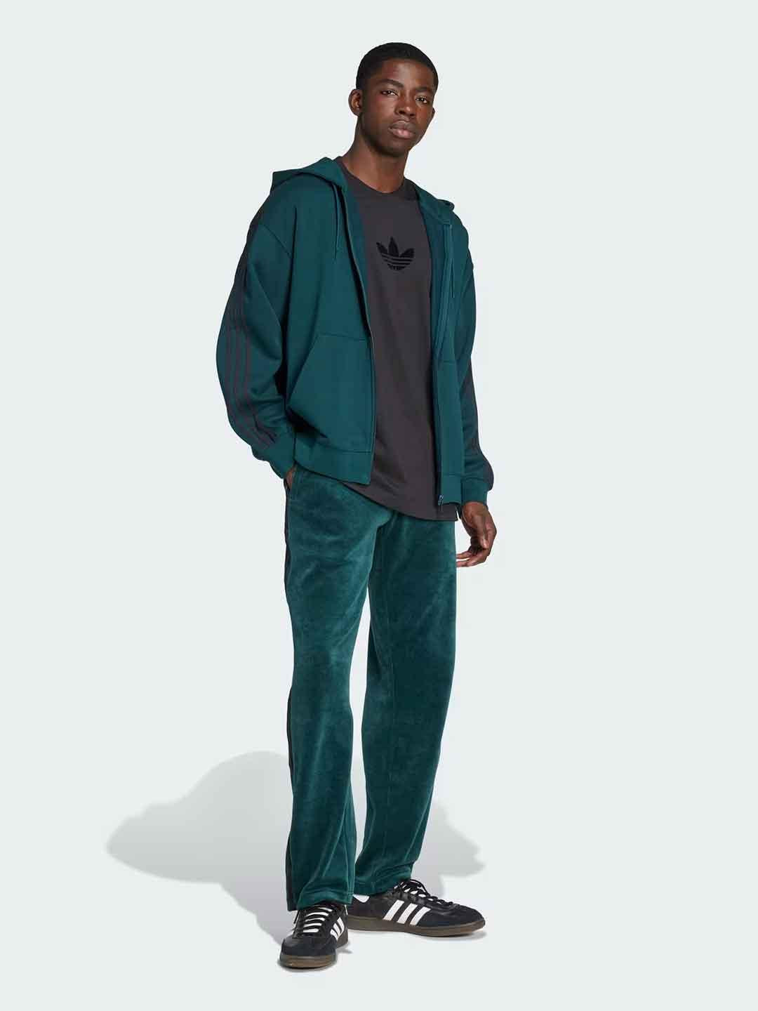 Adidas felpa verde con zip e cappuccio