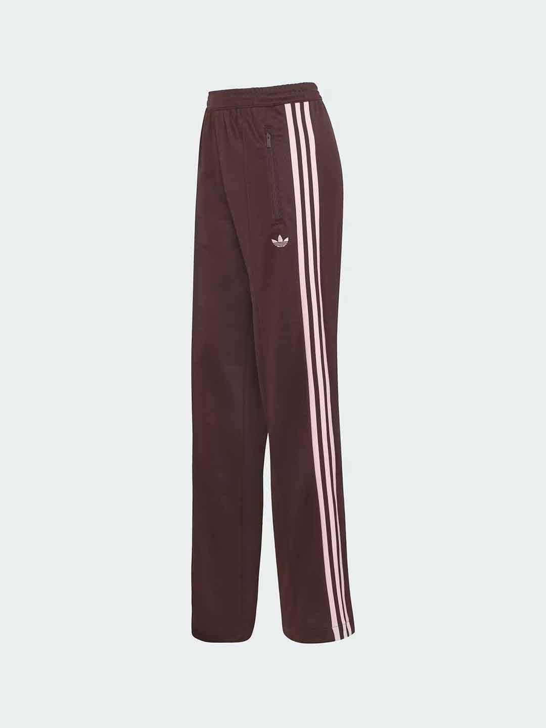 Adidas pantaloni marrone con bande rosa