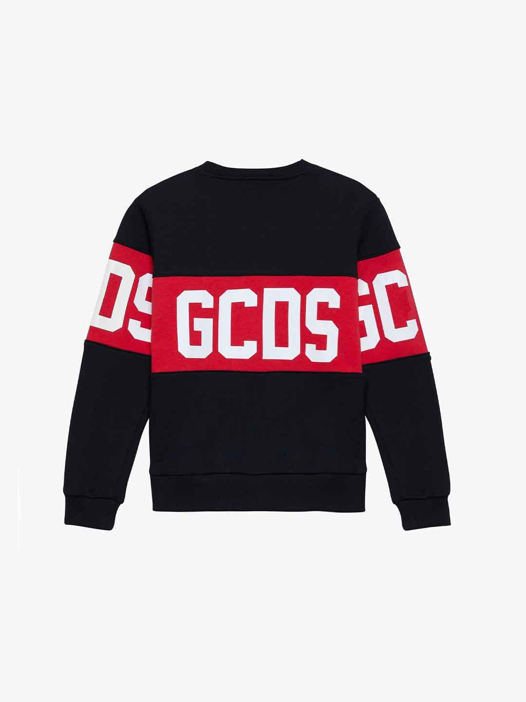 GCDS felpa kids nero con banda logo