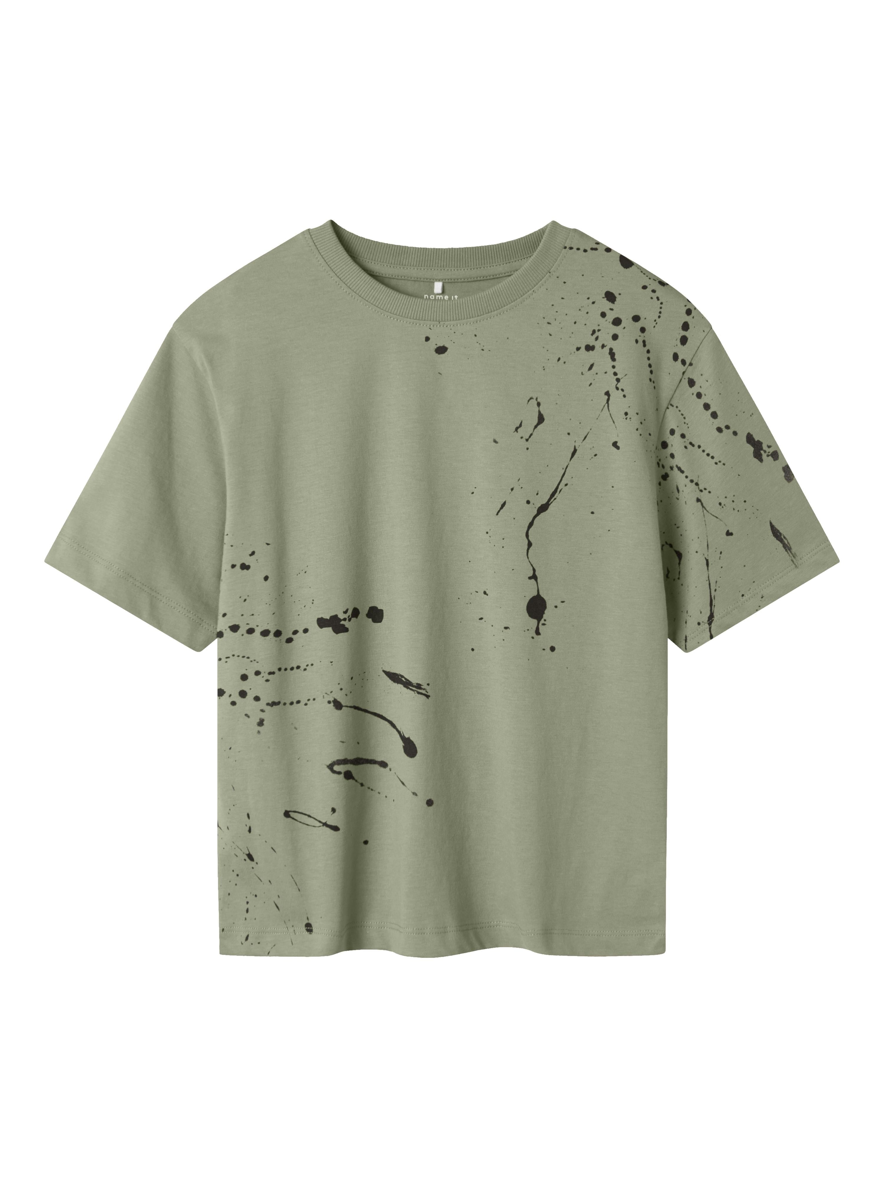 Name It t-shirt kids verde con schizzi pittura