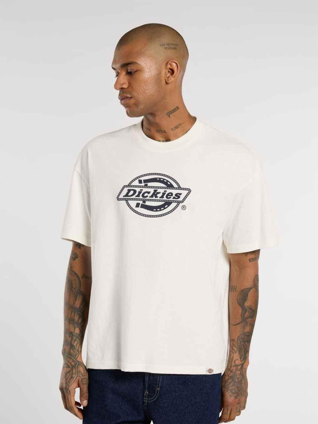 Dickies Forth Shaw t-shirt panna con logo blu