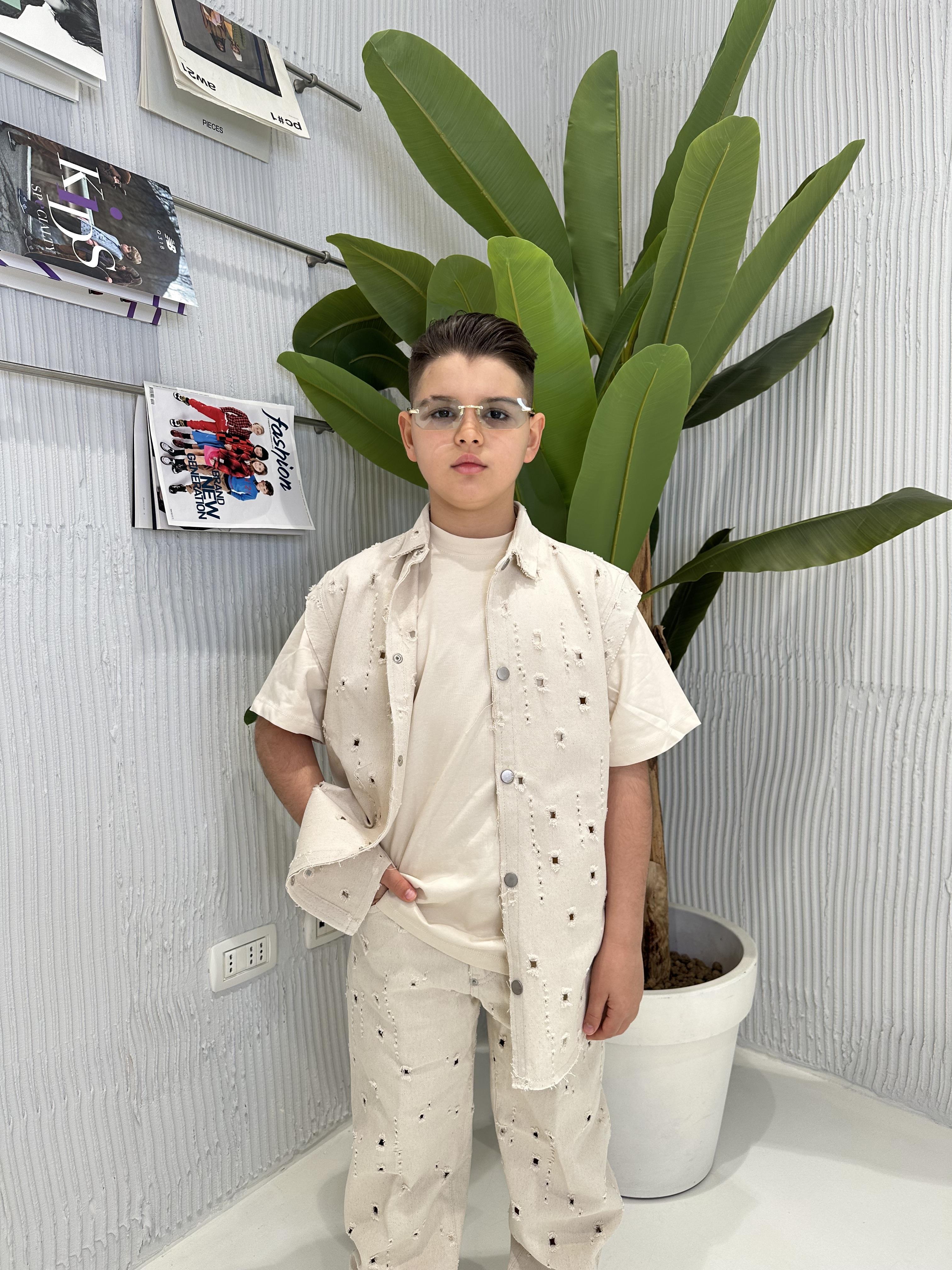 I'm Brian pantaloni kids beige traforato