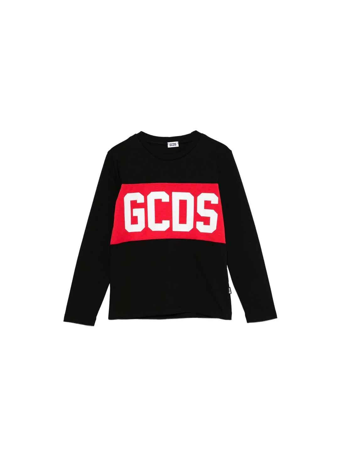 GCDS t-shirt kids nero con banda logo