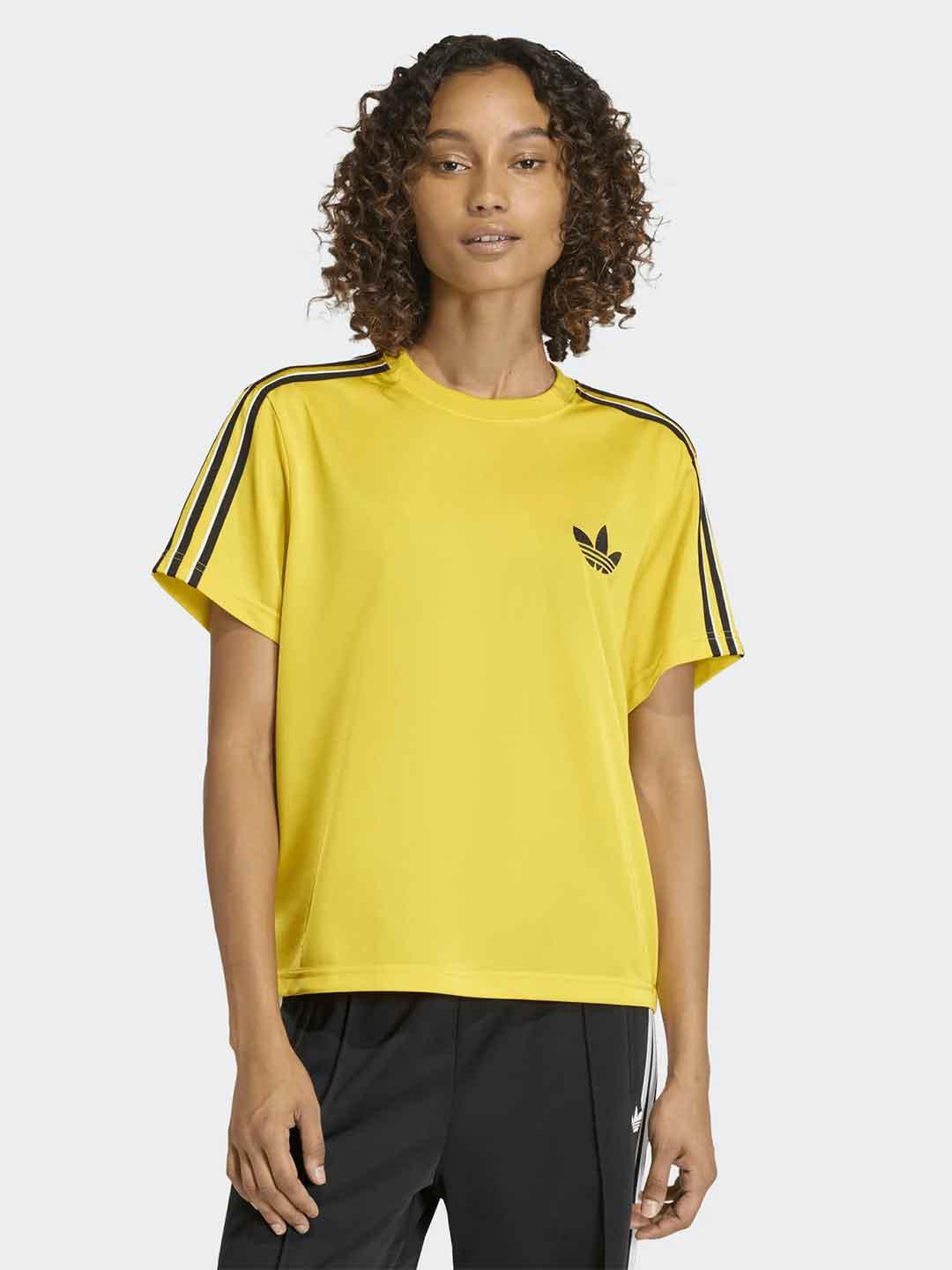Adidas t-shirt giallo con bande nere