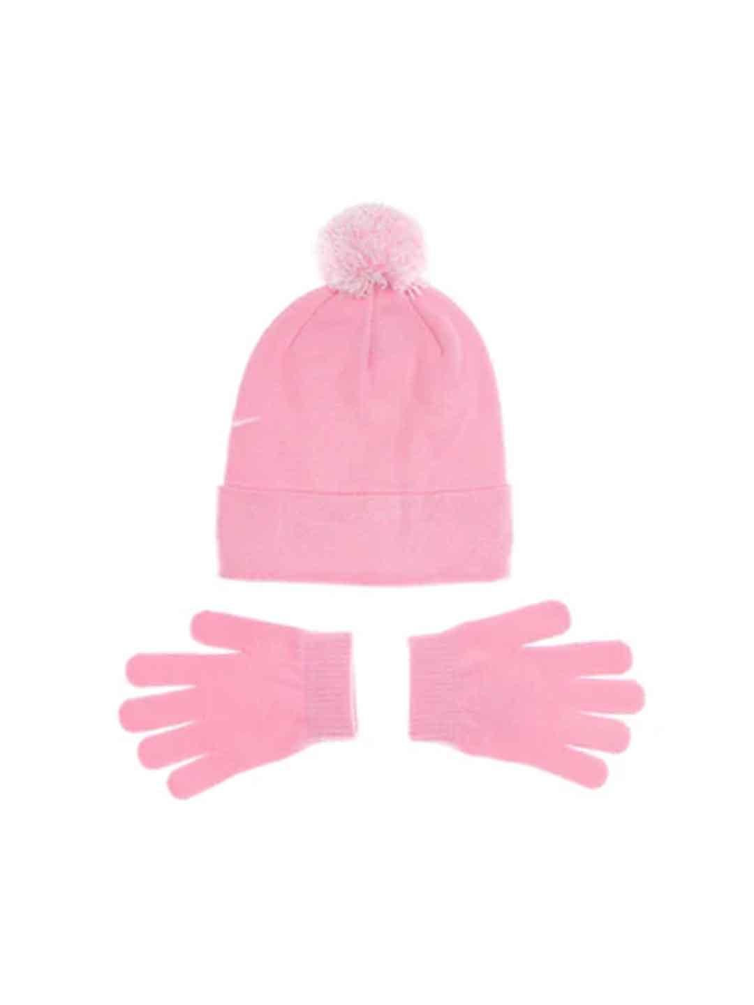 Nike cappello kids rosa set con guanti
