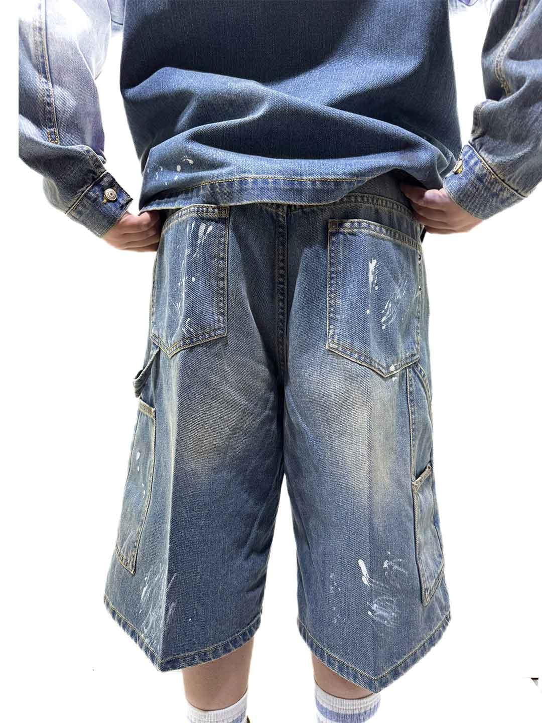Yes London bermuda kids in jeans con pittura