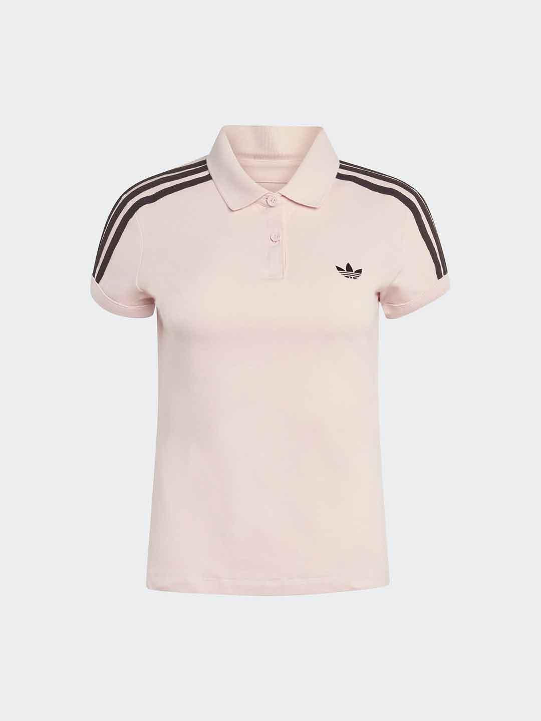 Adidas polo rosa con bande marroni