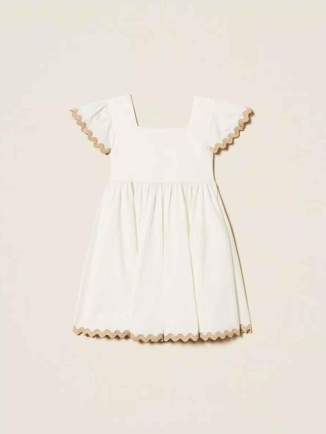 Twinset abito kids bianco con ricamo