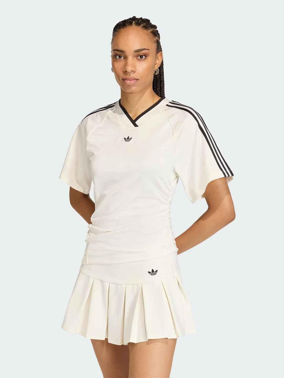 Adidas t-shirt bianco con bande nero