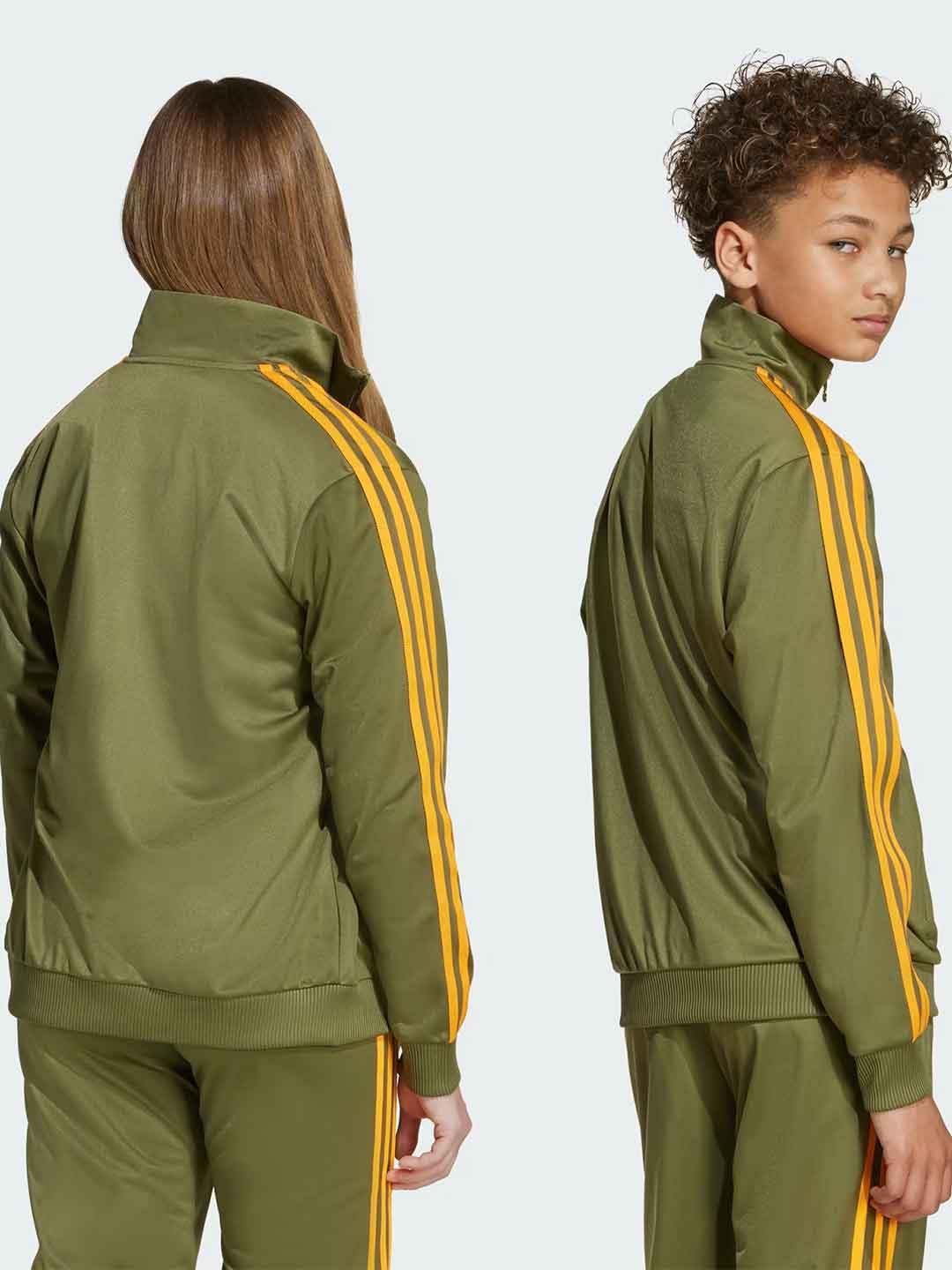 Adidas felpa kids verde con bande arancio