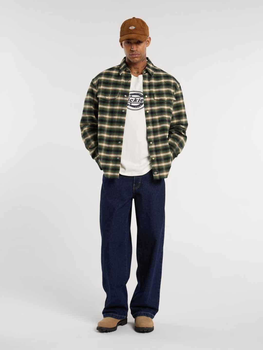 Dickies Forth Shaw t-shirt panna con logo blu