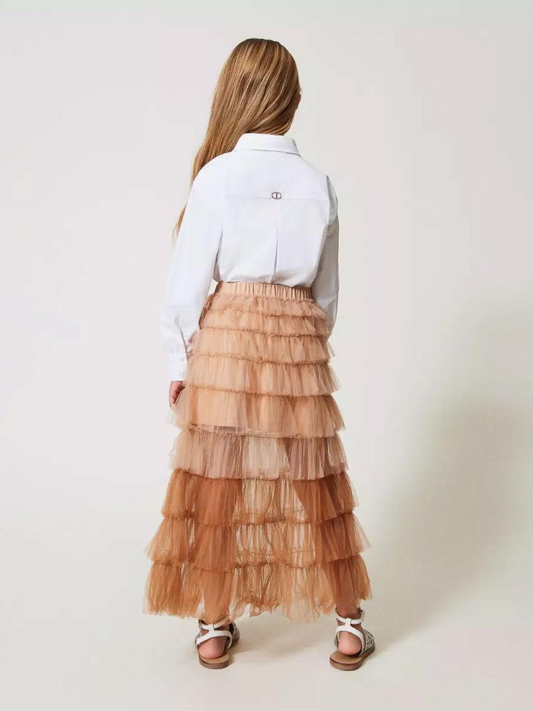 Twinset gonna kids beige lunga in tulle