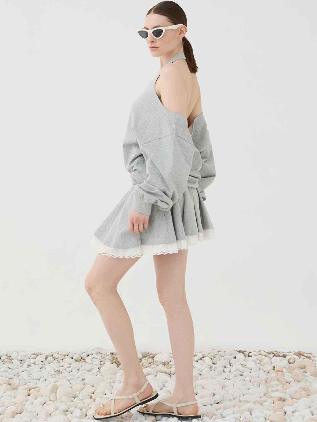 Eleh felpa grigio con scollo incorciato