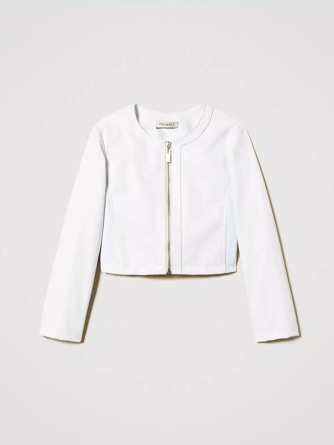 Twinset t-giubbino kids bianco effetto pelle