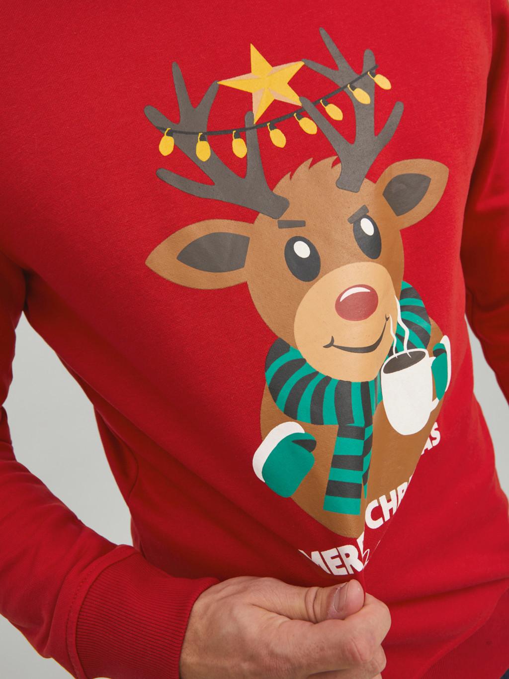 Jack&Jones felpa girocollo natalizia rossa