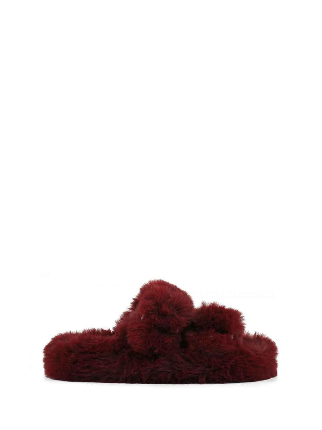 Colors Of California sandali bordeaux con pelliccia