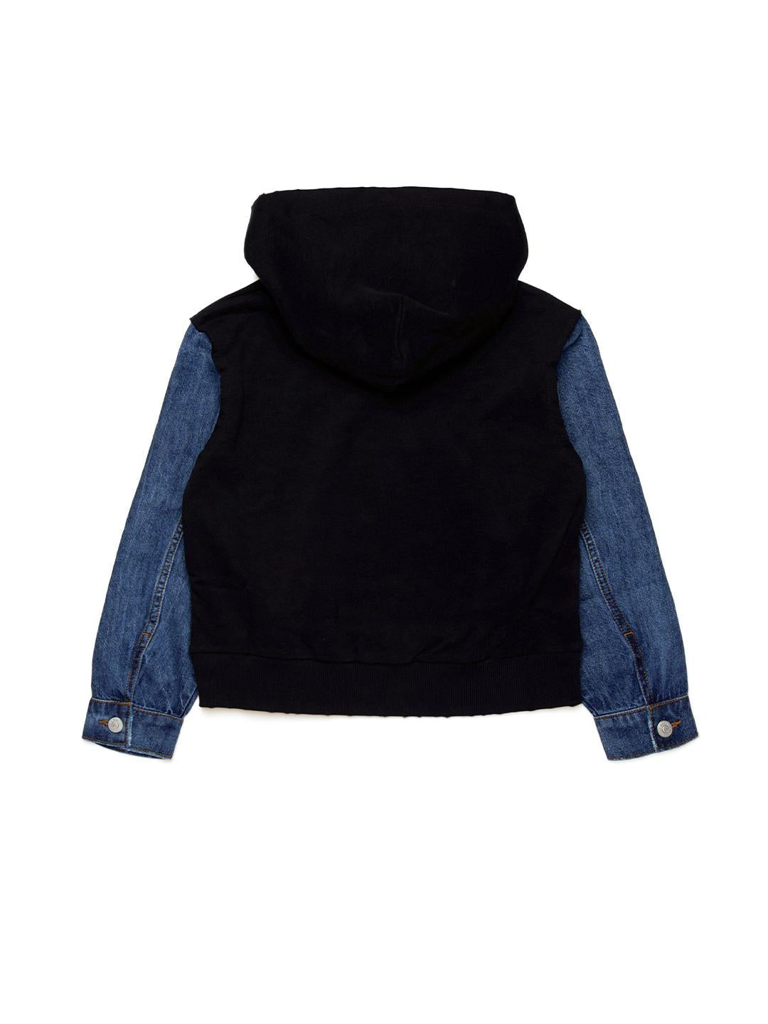 Maison Margiela felpa kids nero con cappuccio e maniche in jeans