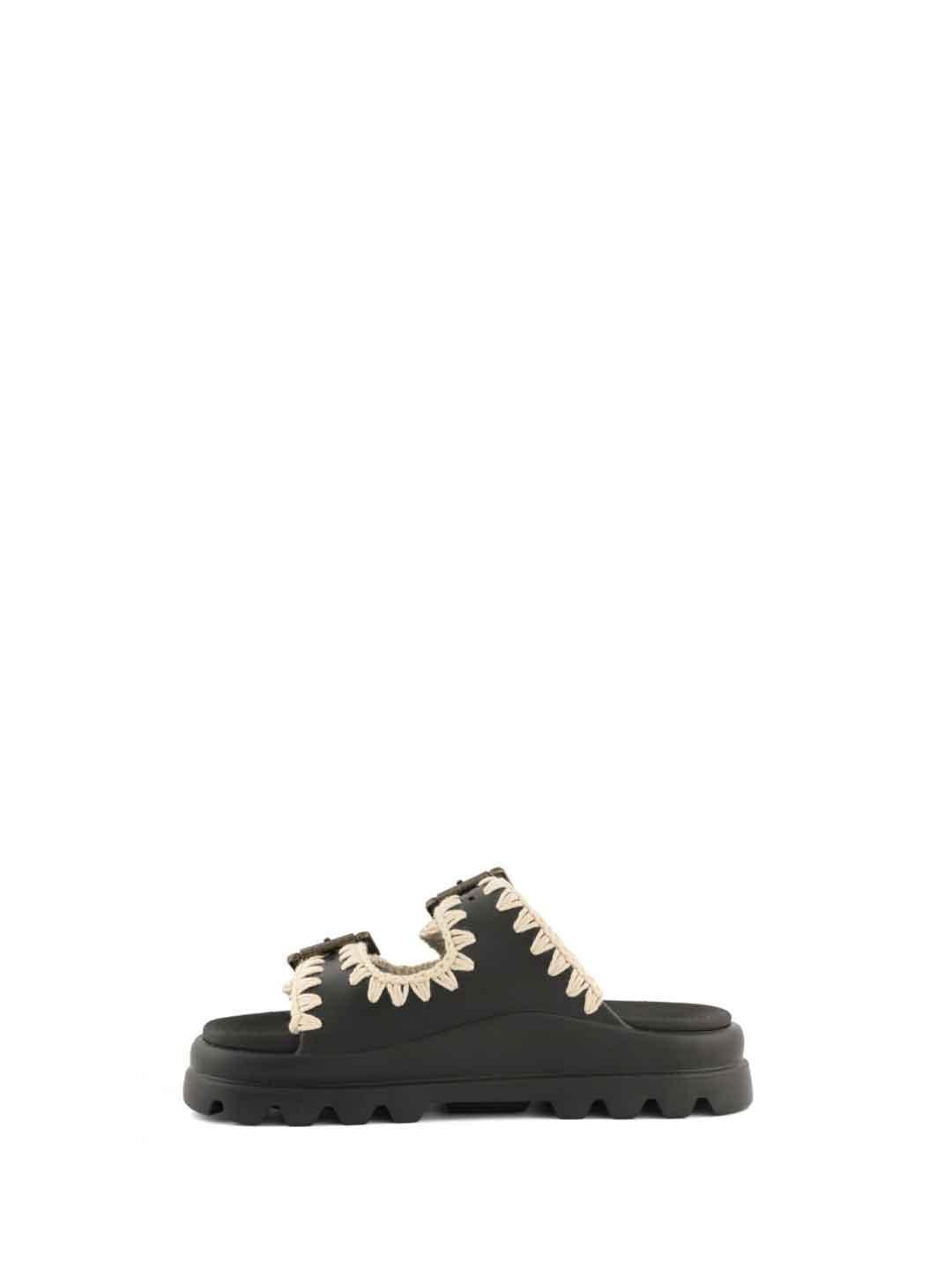Mou Eva Slide Two Buckles sandali nero
