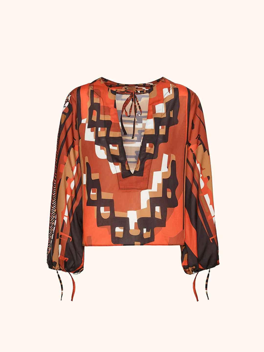 Me Fui camicia a fantasia azteco