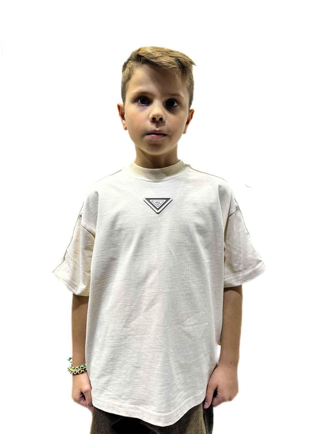 Yes London t-shirt kids panna con bande intrecciate