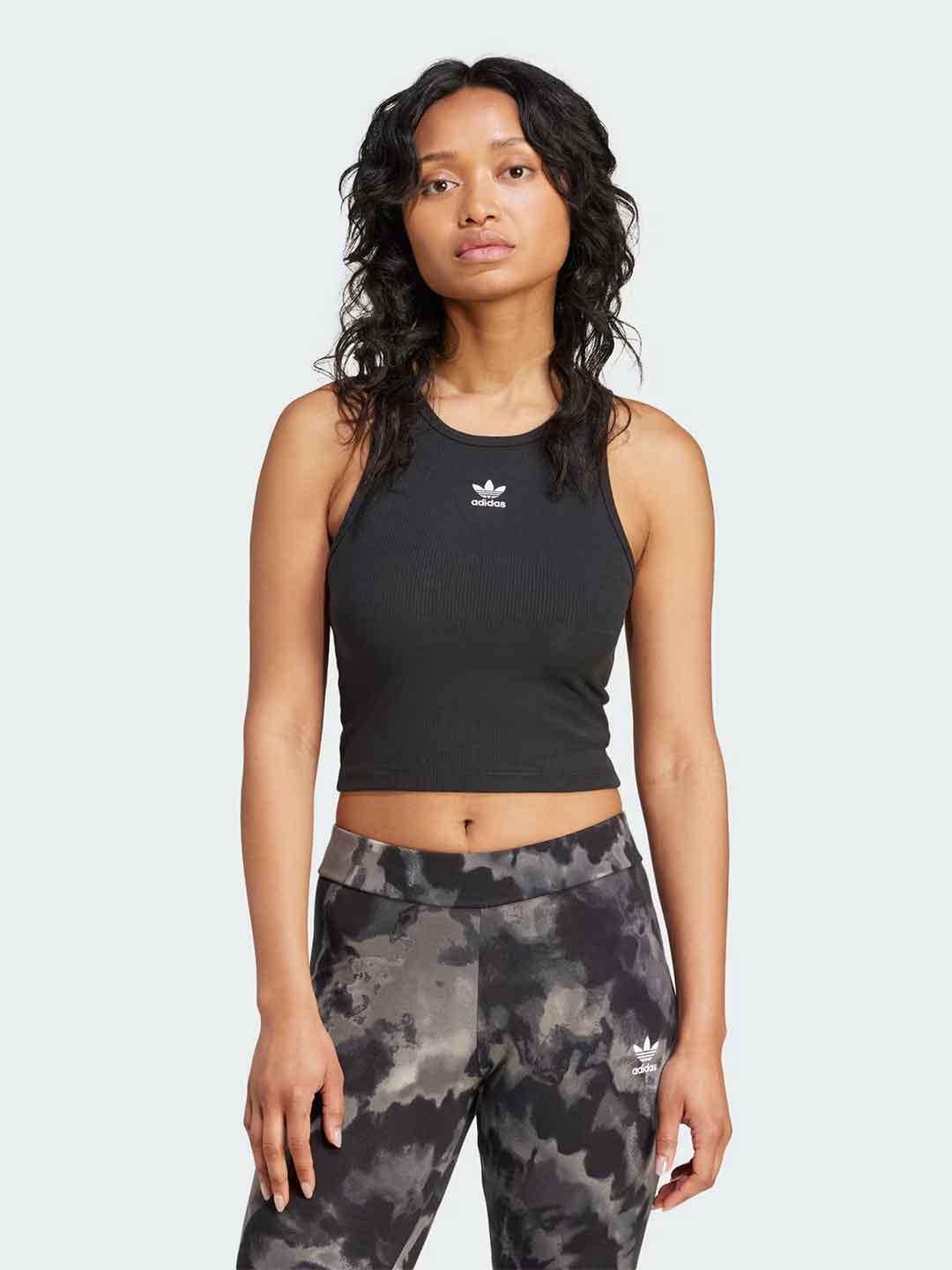 Adidas canotta nero a coste crop