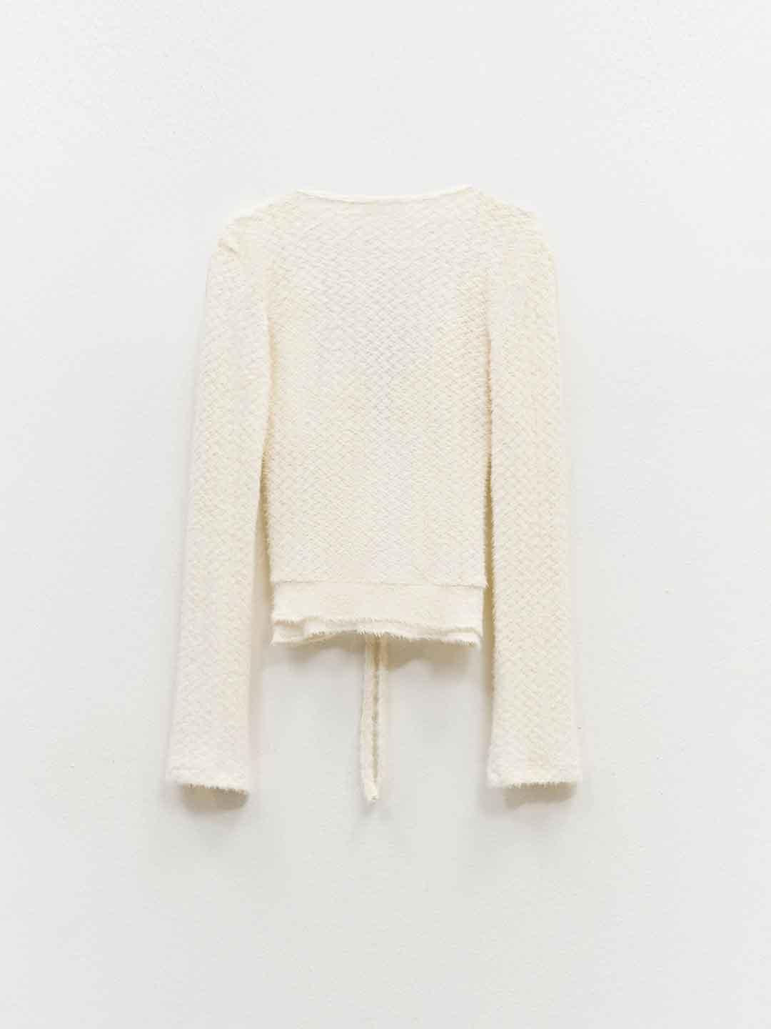 Eleh cardigan panna con lacci