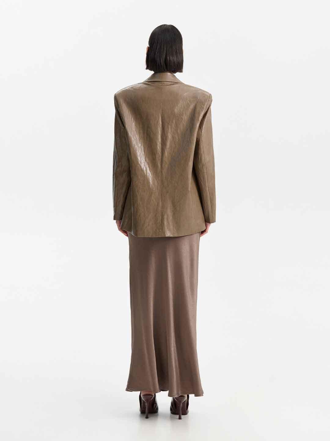 Eleh giacca marrone in pelle