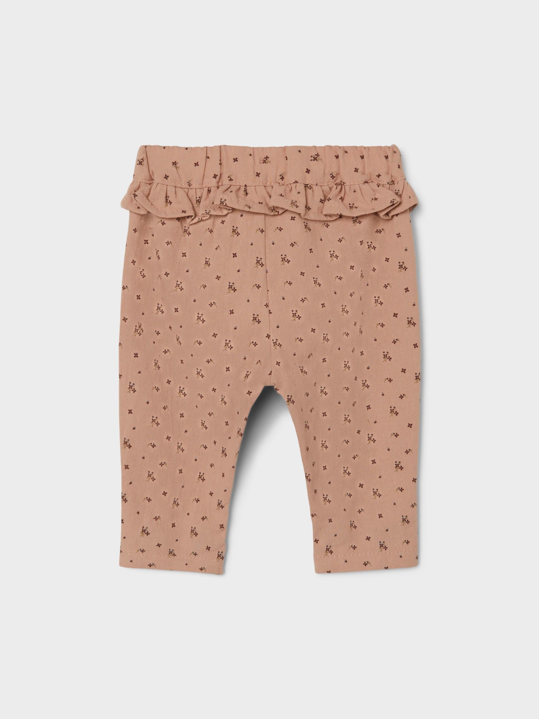 Lil'Atelier pantaloni neonato con stampa fiori ripetuta