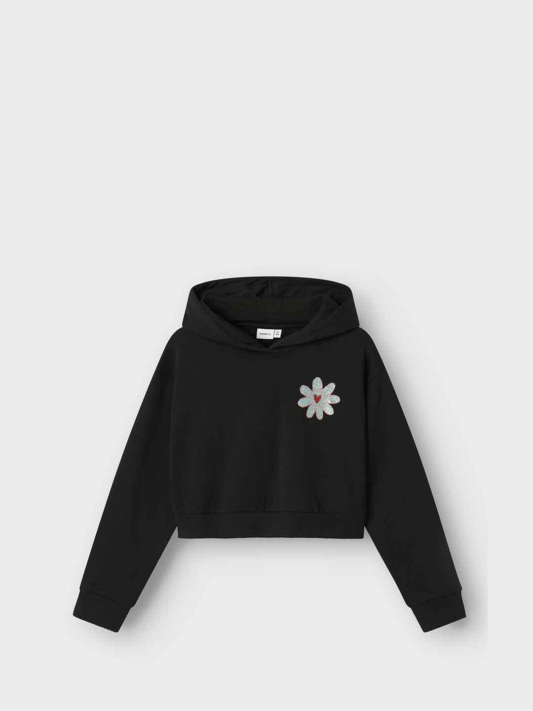 Name It felpa kids nero con fiore