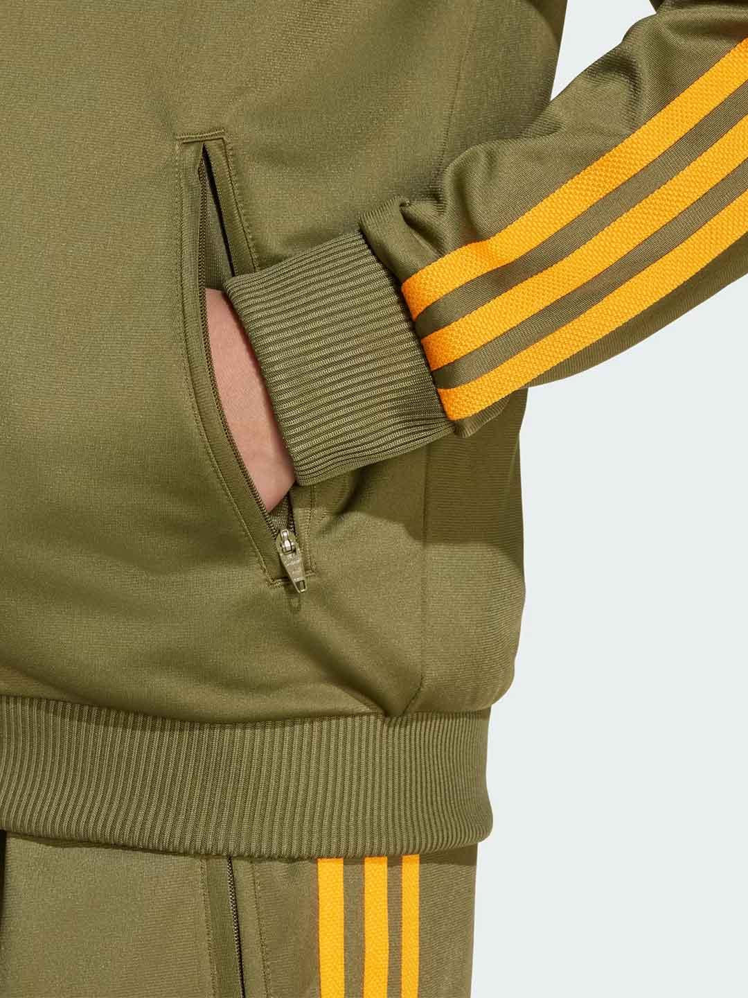 Adidas felpa kids verde con bande arancio