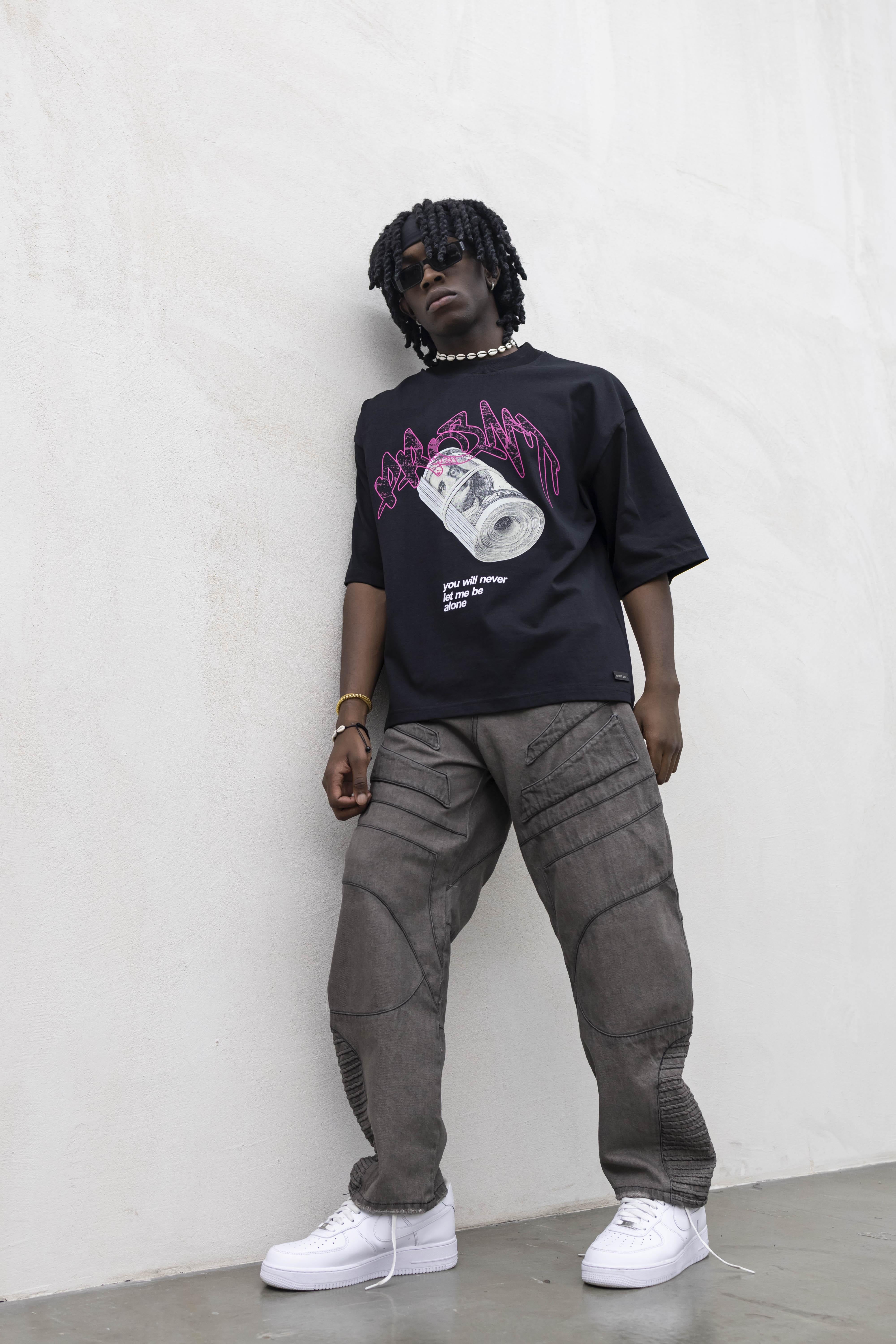 Present Day t-shirt nero con dollari