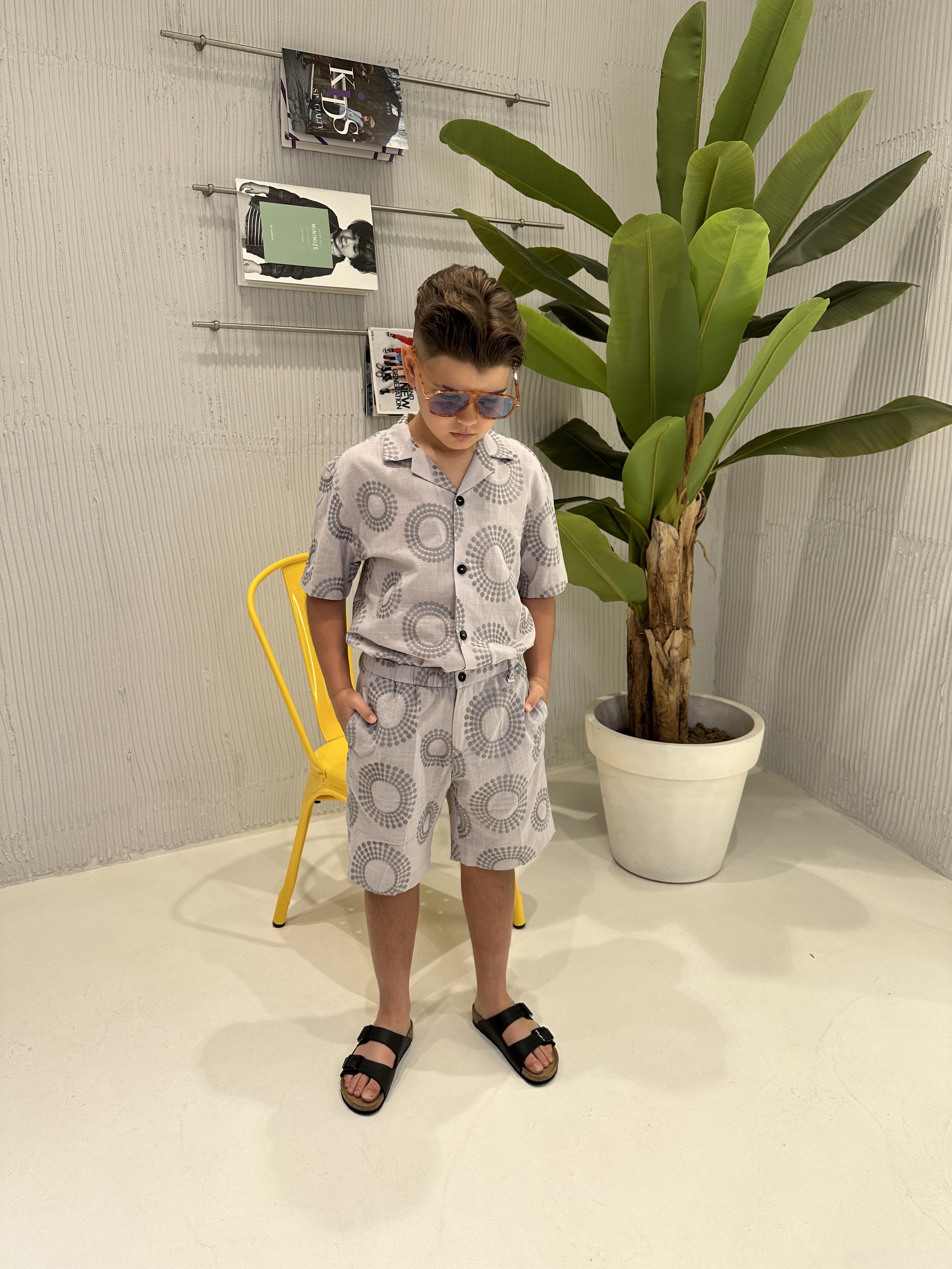 I'M Brian camicia kids grigio con ricami
