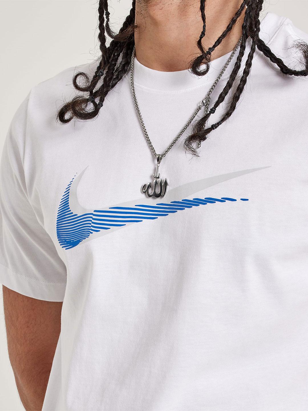 Nike t-shirt bianco con logo blu