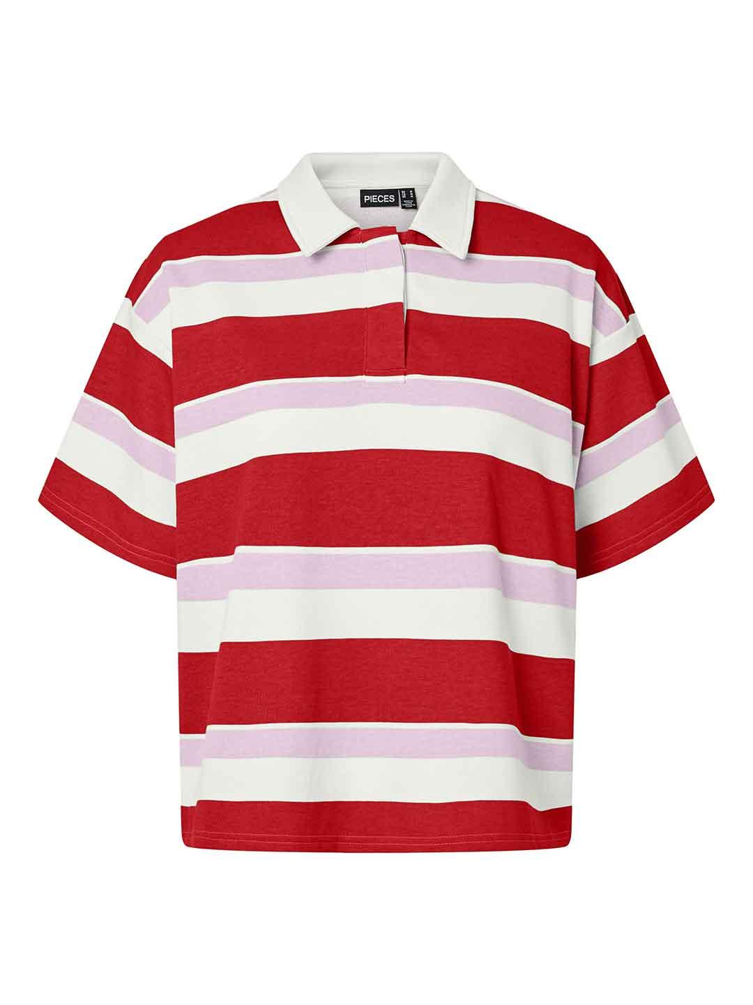 Pieces t-shirt panna a righe