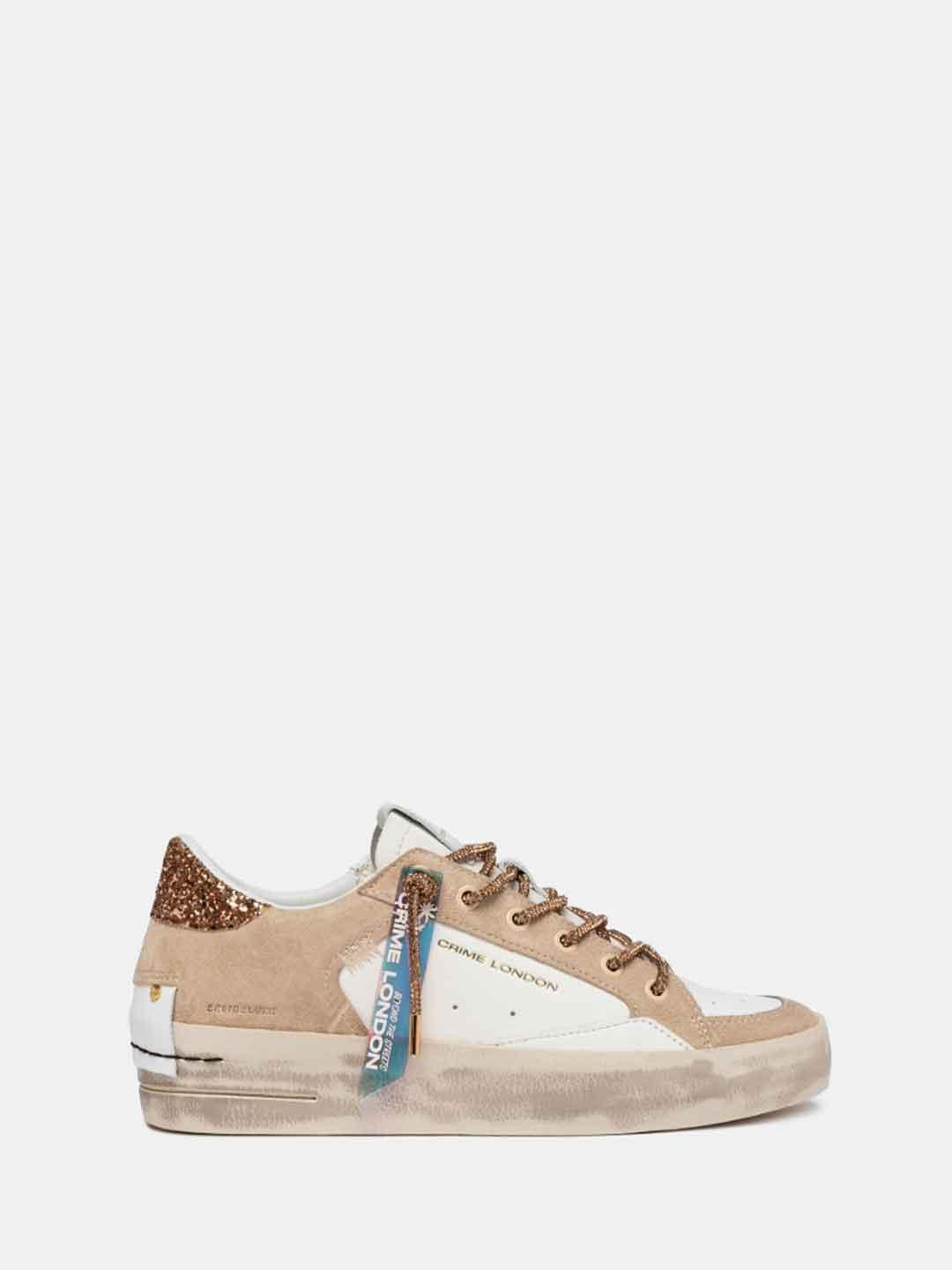 Crime Sk8 Deluxe Wedge sneakers bianco con lacci in strass