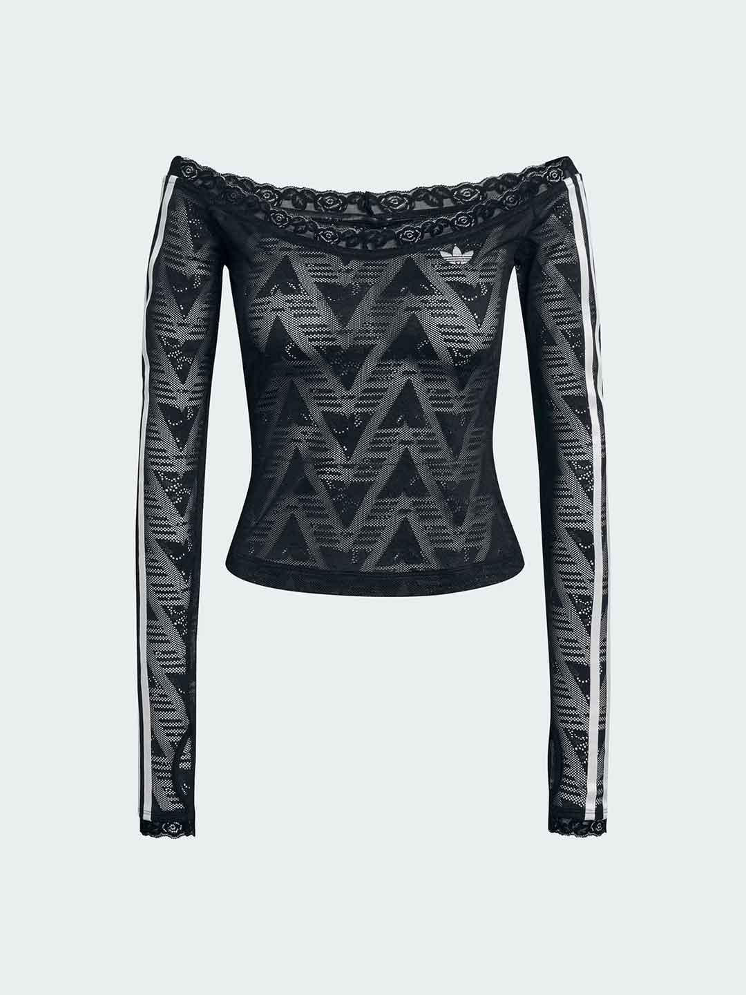 Adidas t-shirt nero in pizzo