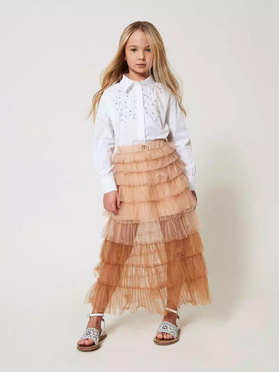 Twinset gonna kids beige lunga in tulle
