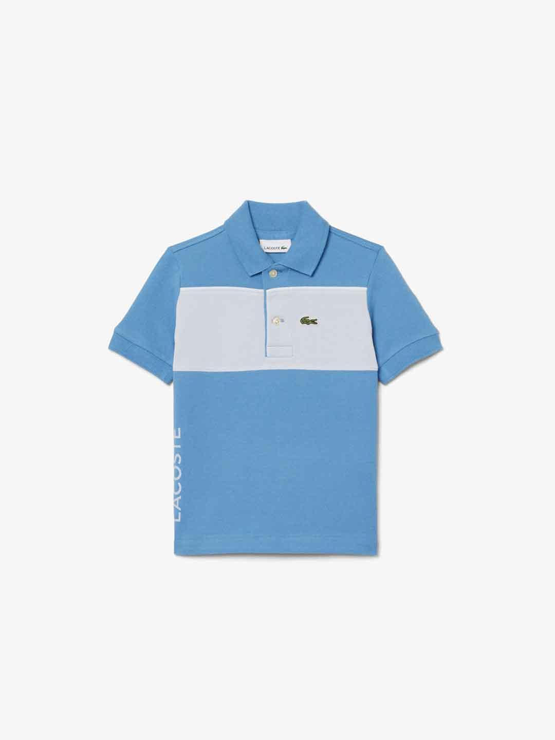 Lacoste t-shirt kids azzurro con banda celeste