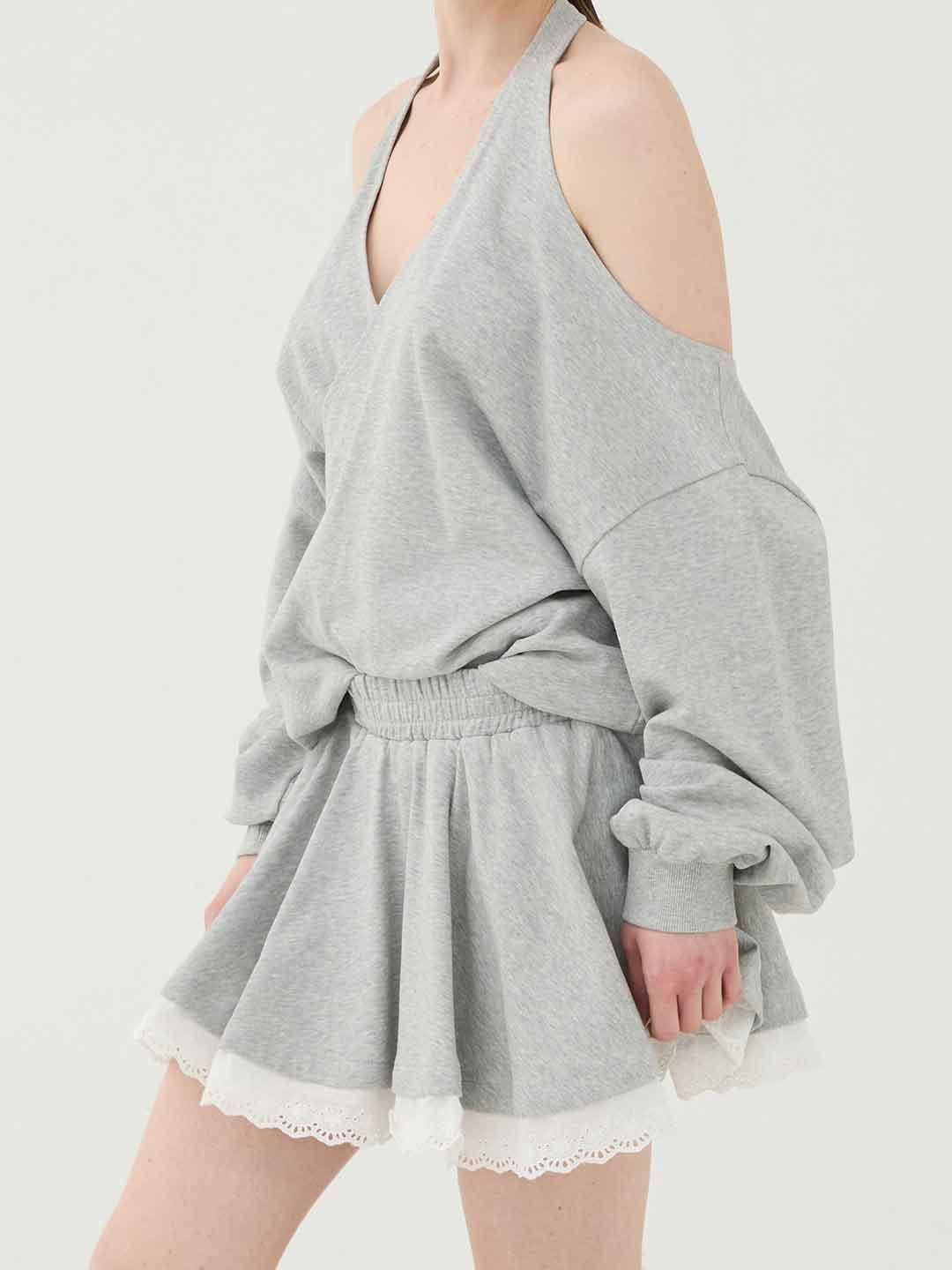 Eleh felpa grigio con scollo incorciato