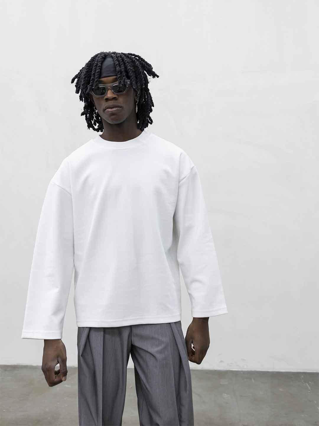 Present Day Long Perfect t-shirt bianco maniche lunghe