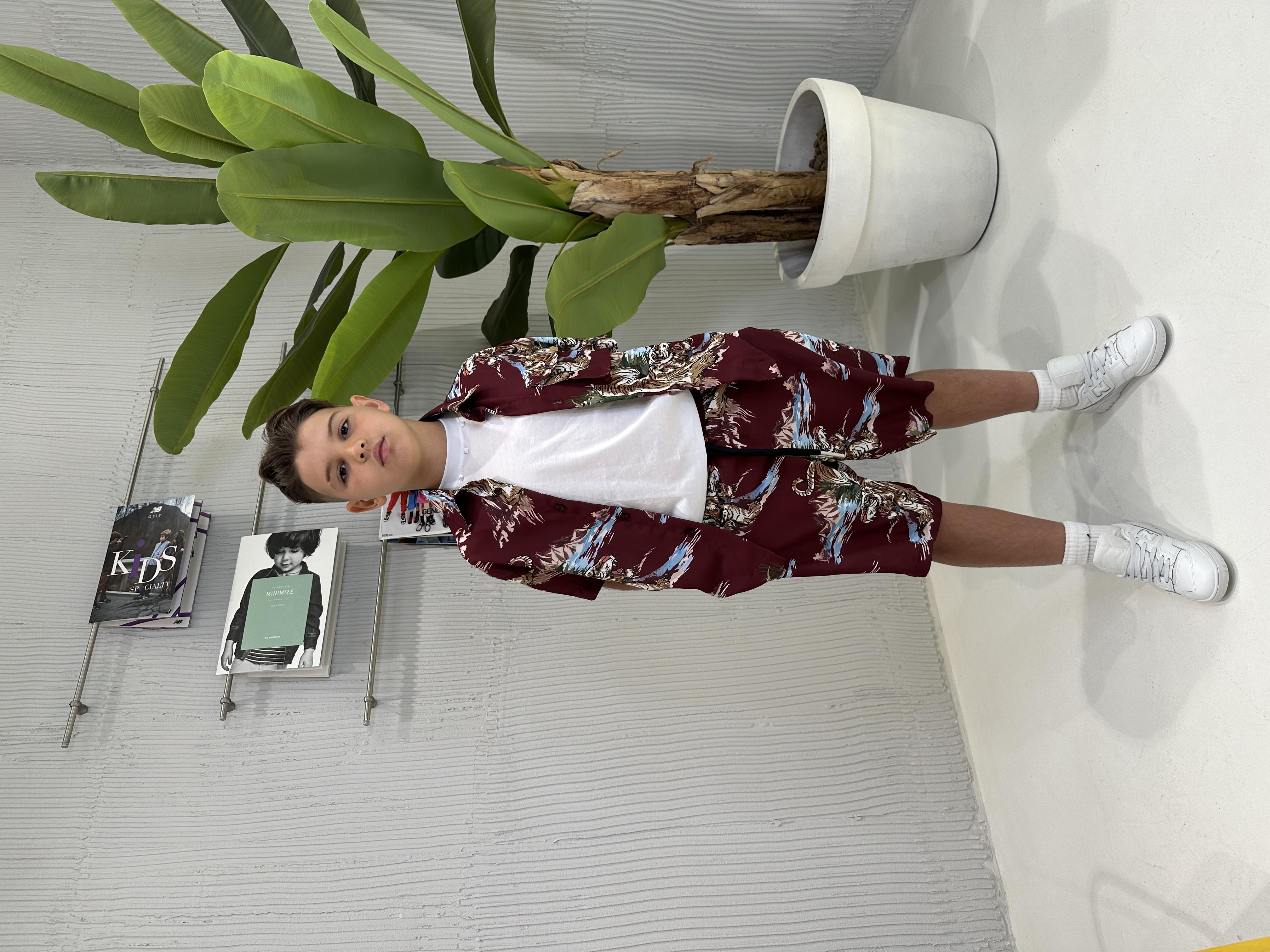 Yes London camicia kids bordeaux a fantasia