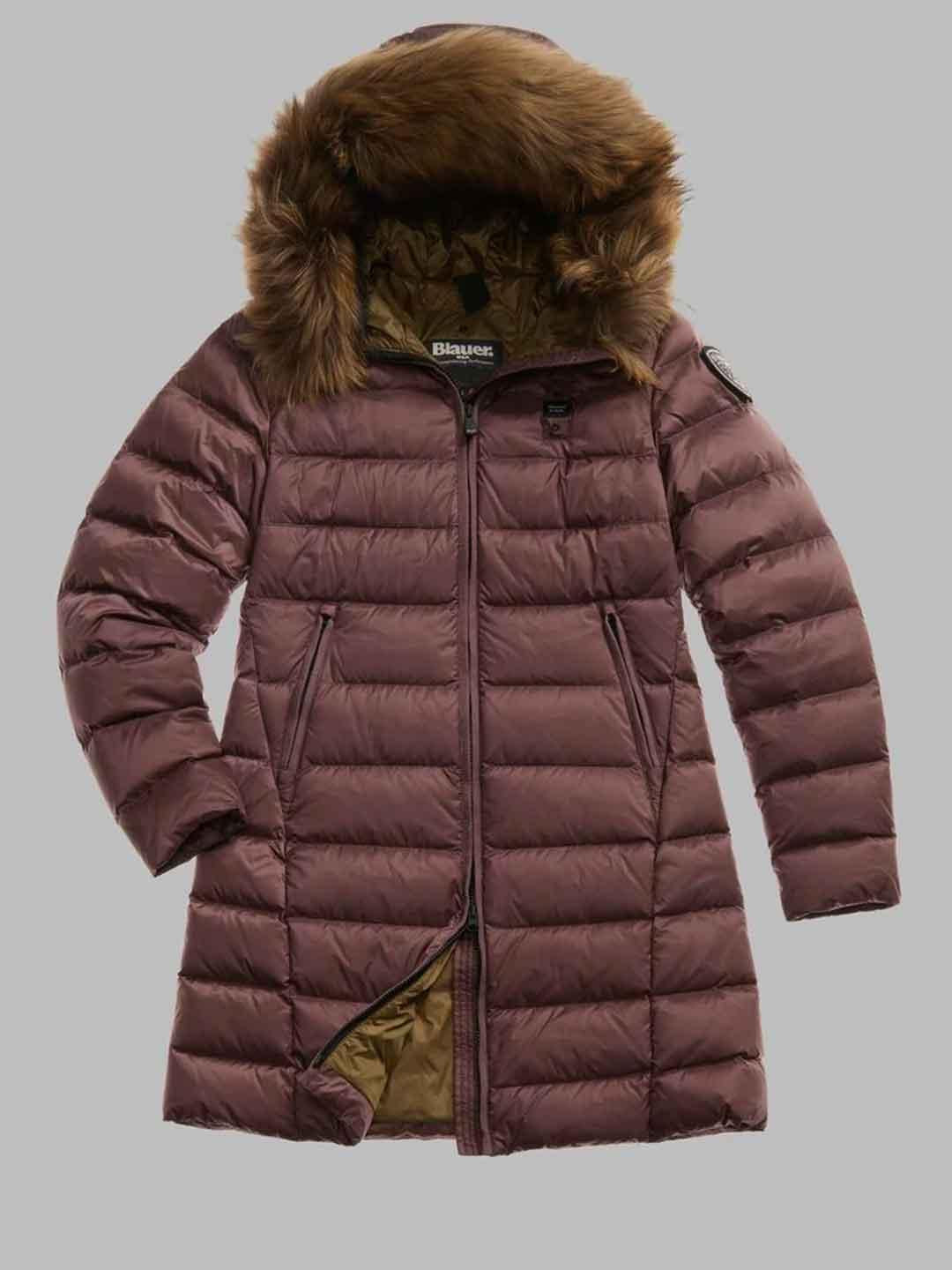 Blauer Kristin piumino bordeaux lungo con pelliccia