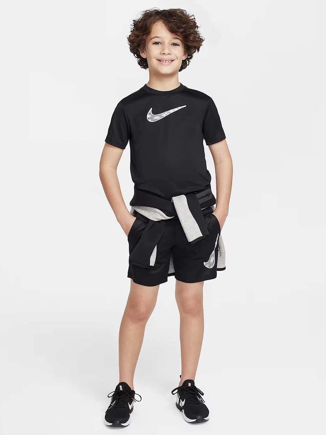 Nike t-shirt kids nero con logo bianco