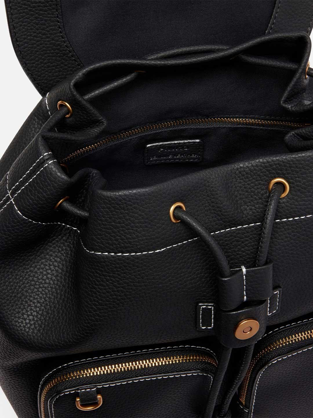 Pinko zaino nero multitasche con logo cucito