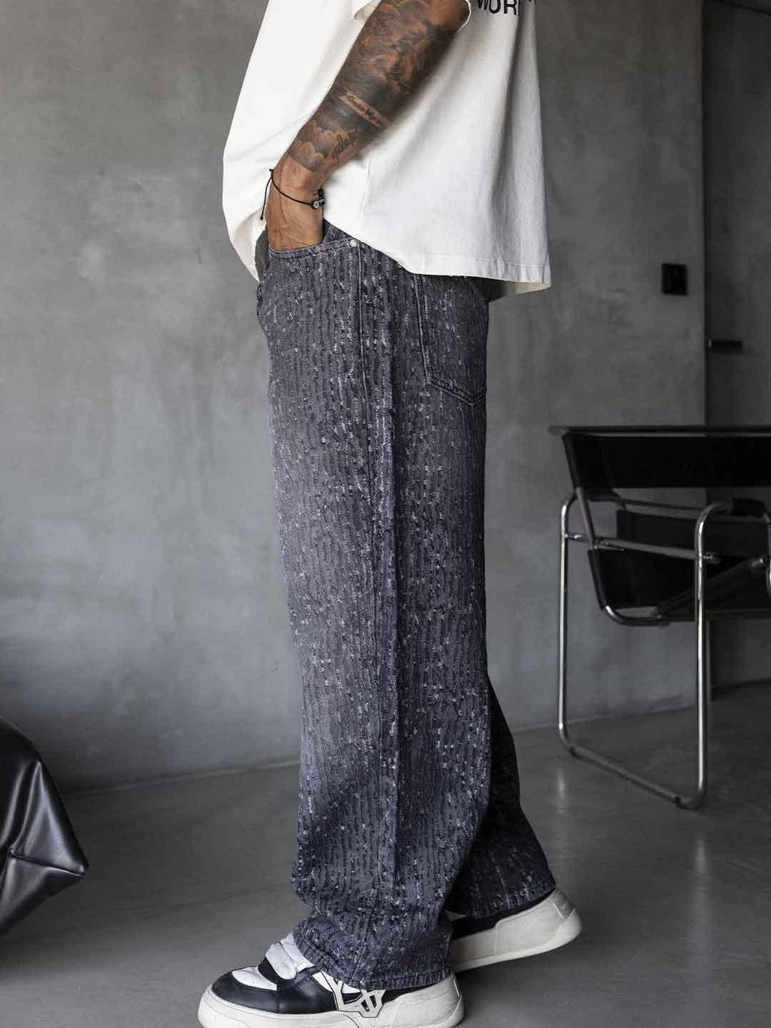 Black Island jeans grigio con strappi
