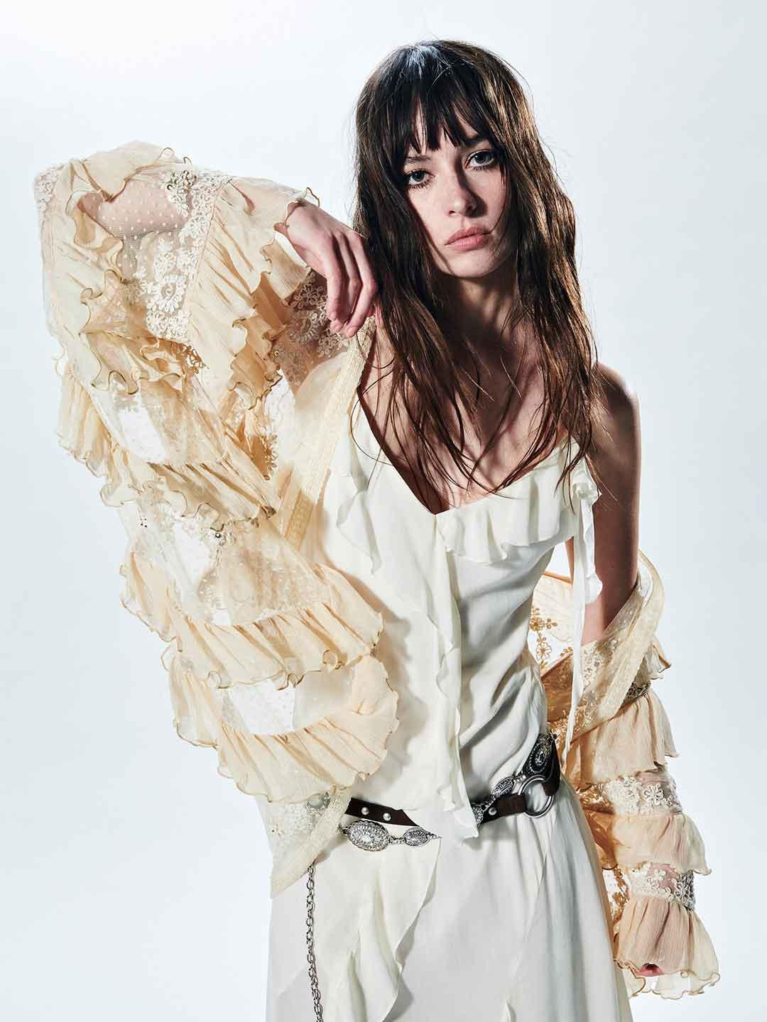 Aniye By Layla cardigan beige in pizzo