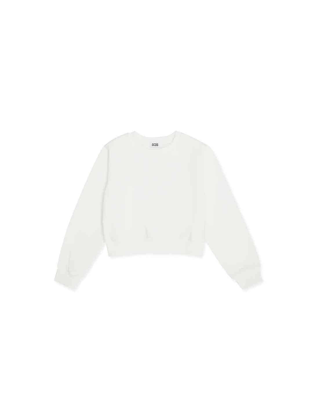 GCDS felpa kids bianco girocollo crop