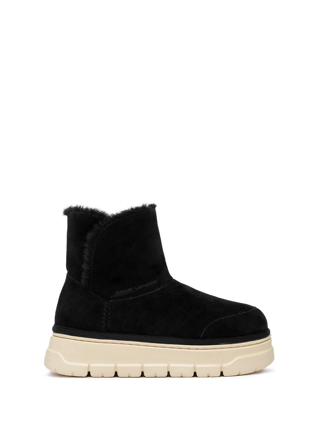 Crime Snooze Boot High sneakers nero alto con pellicia